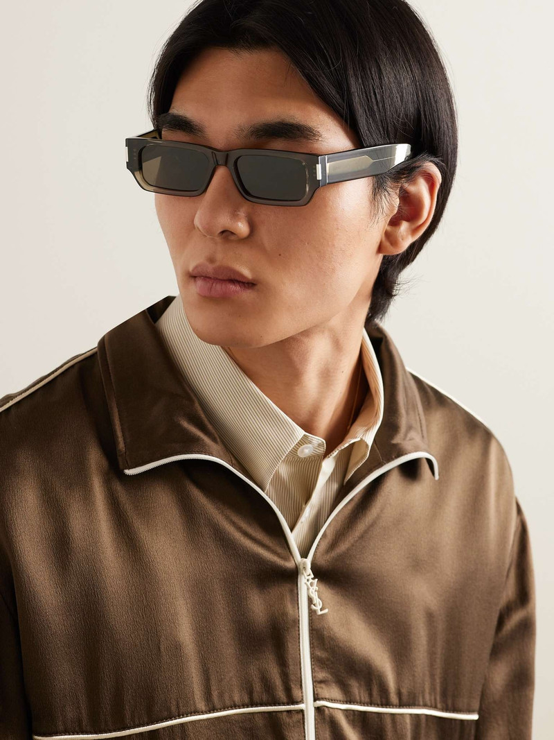 SAINT LAURENT New Wave Rectangular-Frame Acetate Sunglasses outlook