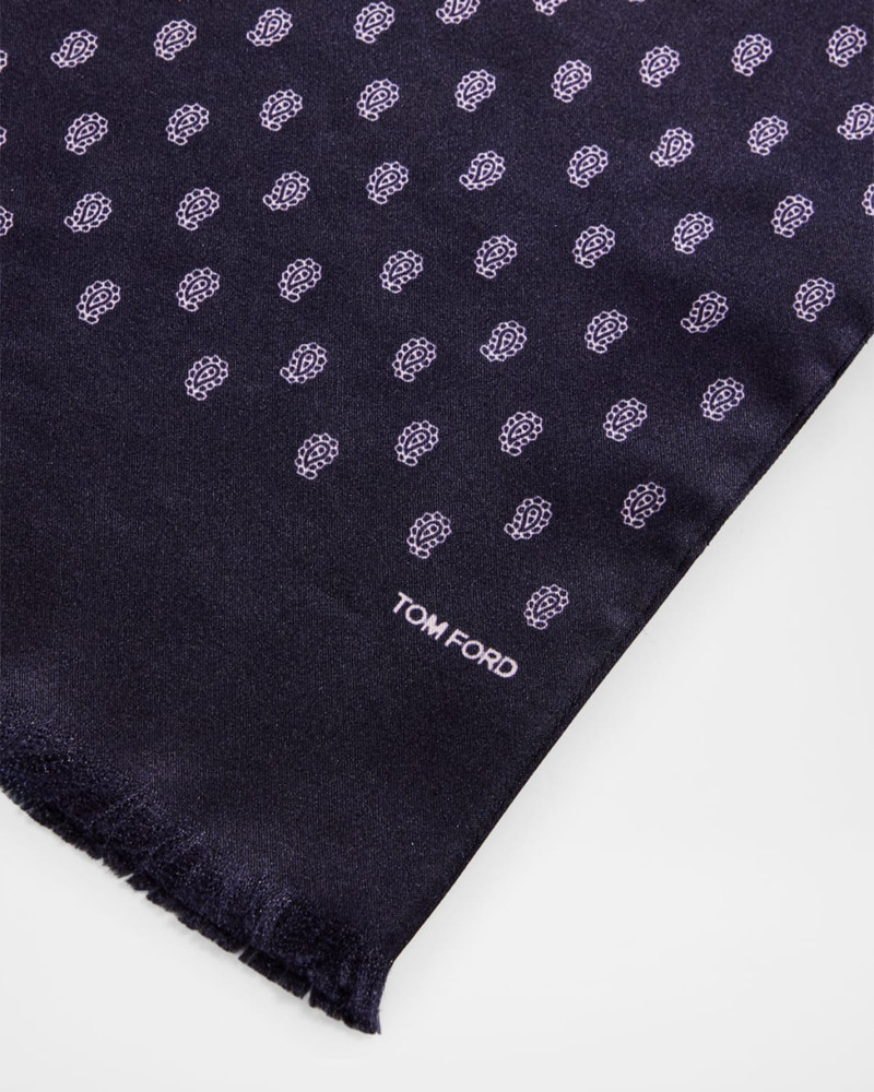 Men's Micro Paisley-Print Mulberry Silk Scarf 4