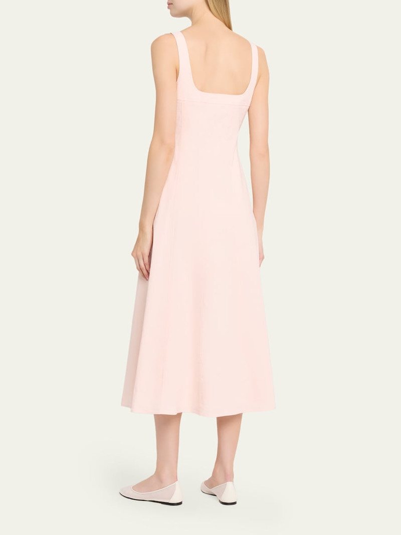 Sleeveless Square-Neck Seamed Midi Dress 3