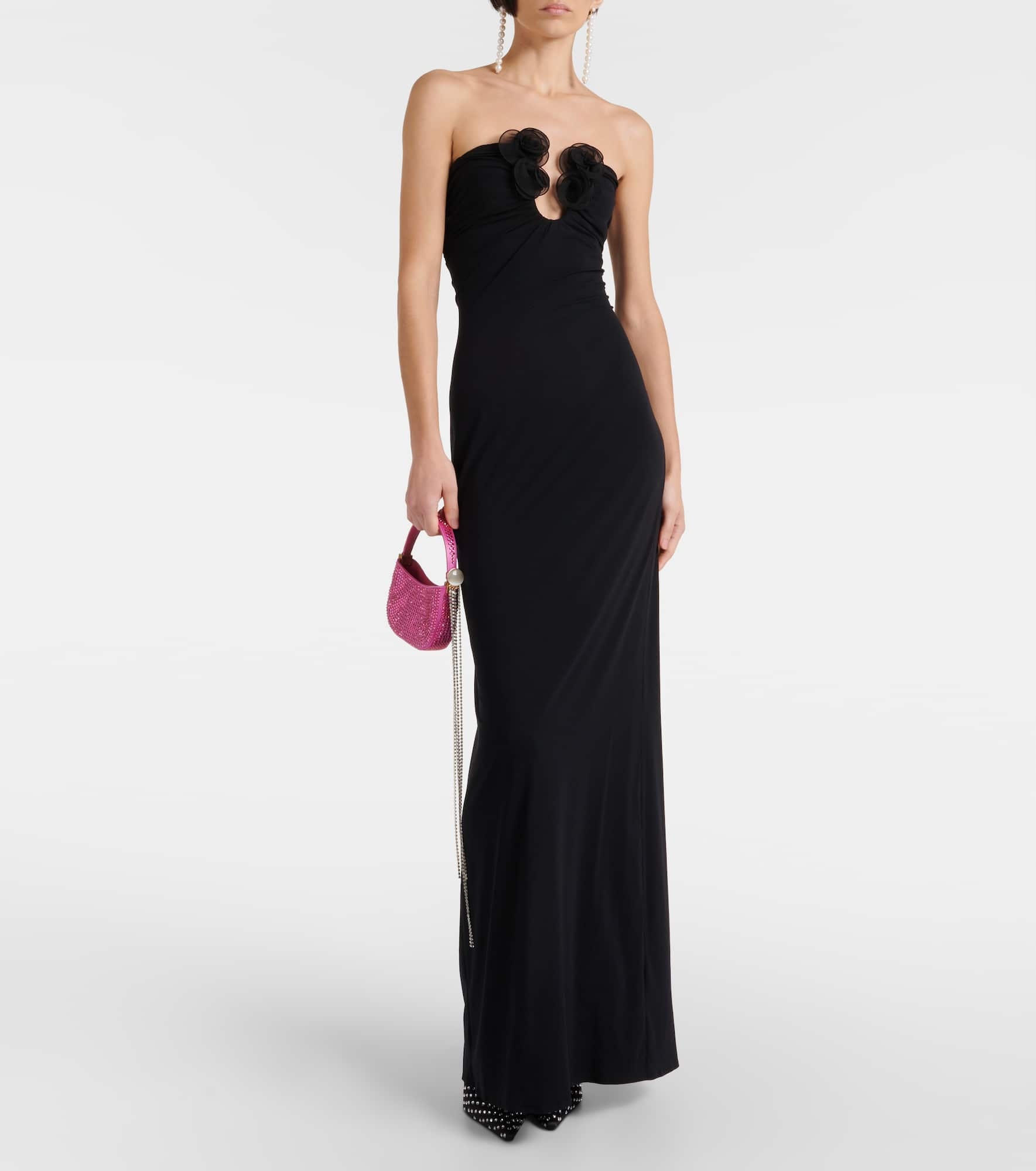 Floral-appliqué maxi dress - 2