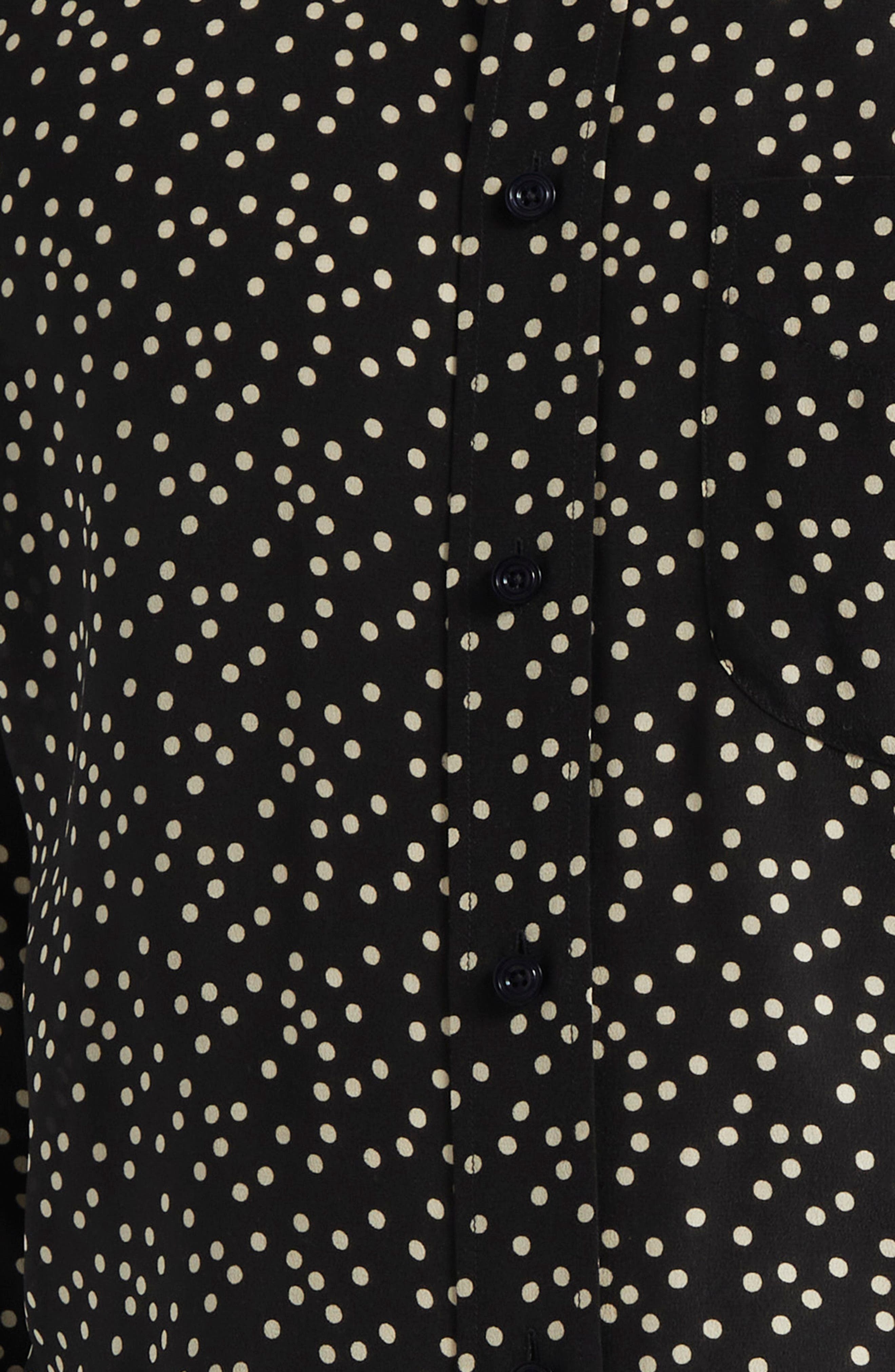 TOM FORD Irregular Polka Dot Silk Crêpe de Chine Shirt in Black/White at Nordstrom - 6