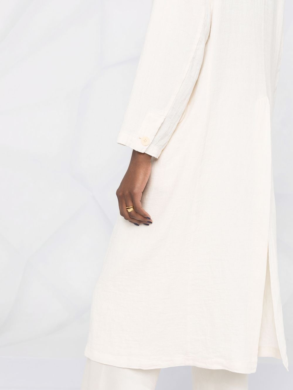 peak-lapels button-front mid-length coat - 3