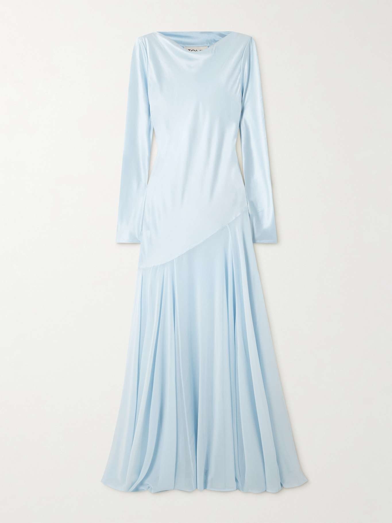 Cordelia silk-satin and chiffon maxi dress Light blue - 1