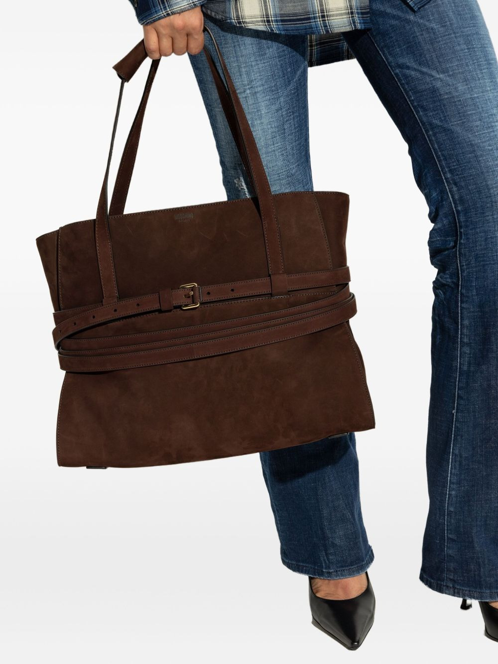 Tie Me belted suede tote bag - 2