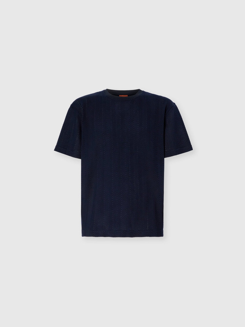 Crew neck t-shirt in cotton-viscose raschel 1