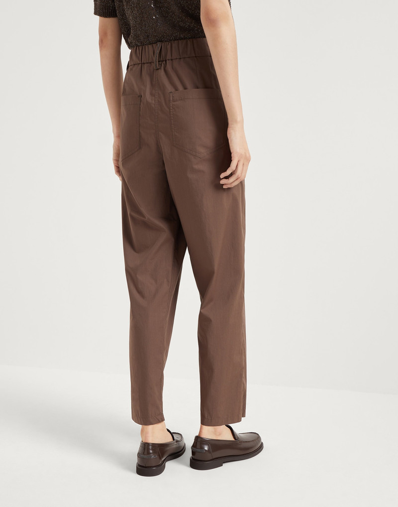 Brunello Cucinelli Lightweight poplin five-pocket track trousers with monili outlook