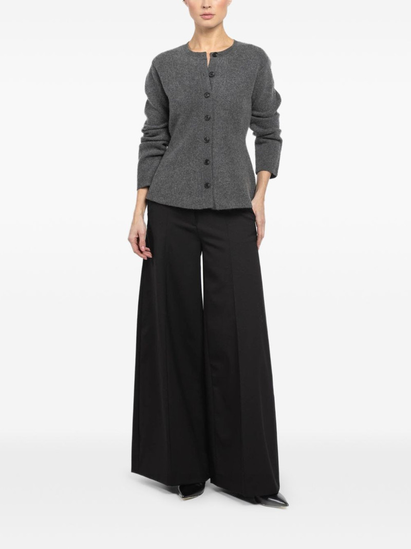 WHITE & WARREN button-front peplum cardigan outlook