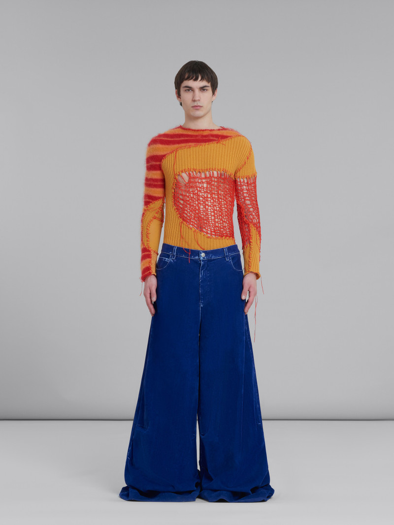 Marni BLUE WIDE 5 POCKET TROUSERS IN FLOCKED DENIM outlook