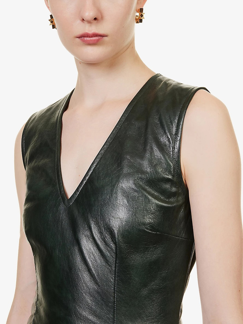 V-neck sleeveless leather midi dress 6