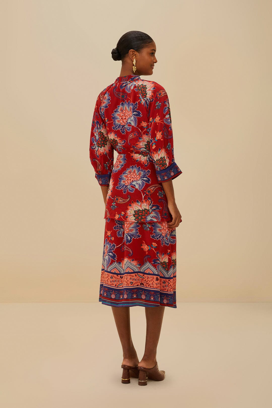 Luang Red Scarves Blue Maxi Dress - 4