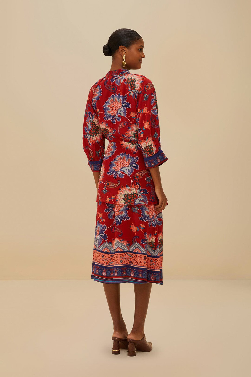 Luang Red Scarves Blue Maxi Dress 4