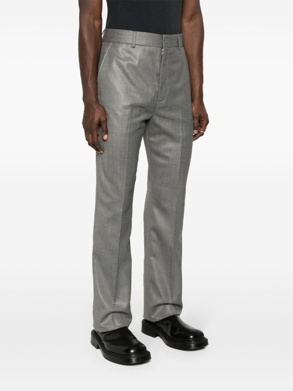 pressed-crease mÃ©lange straight-leg trousers - 3