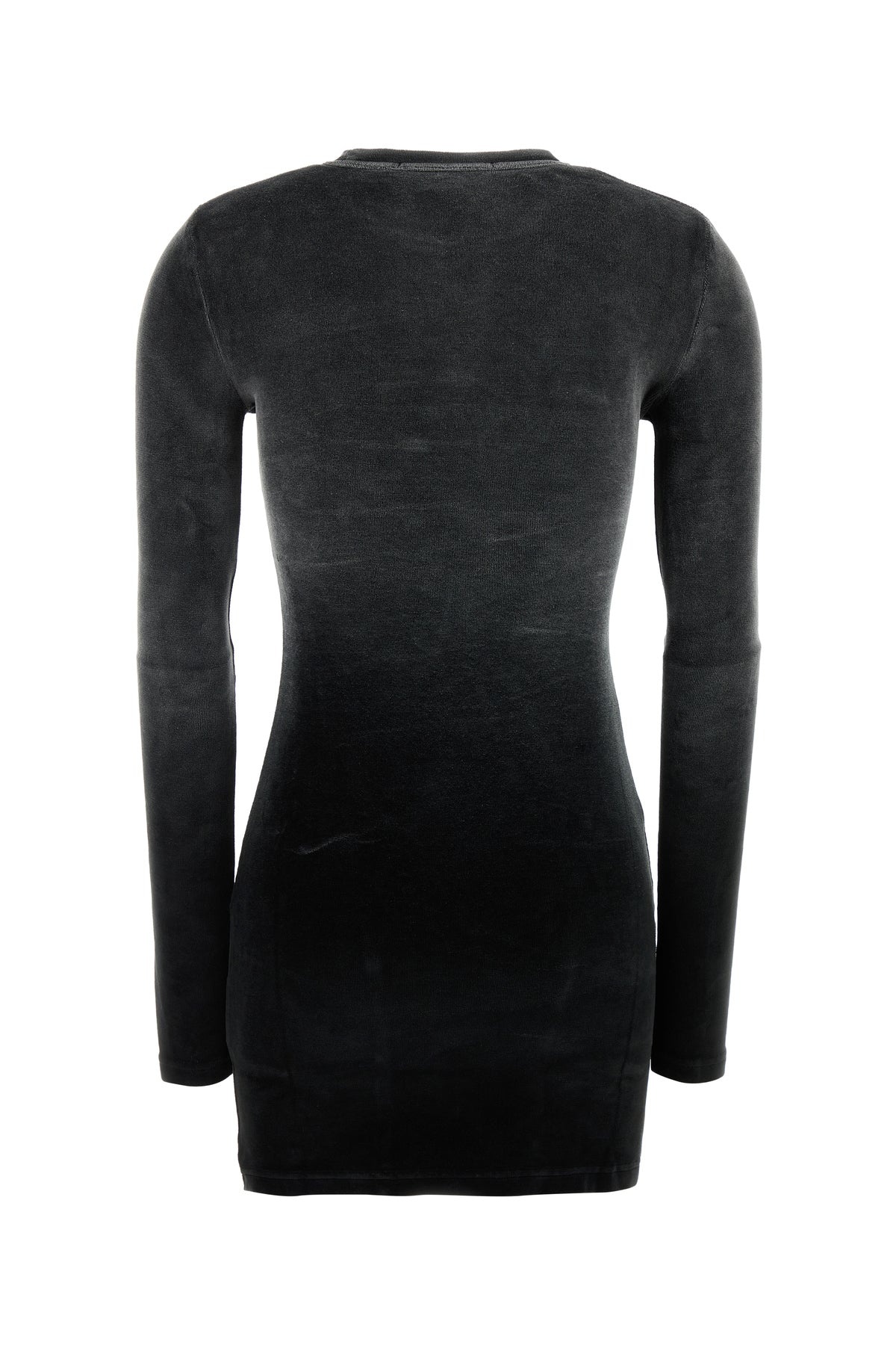 Black stretch terry fabric mini dress - 2
