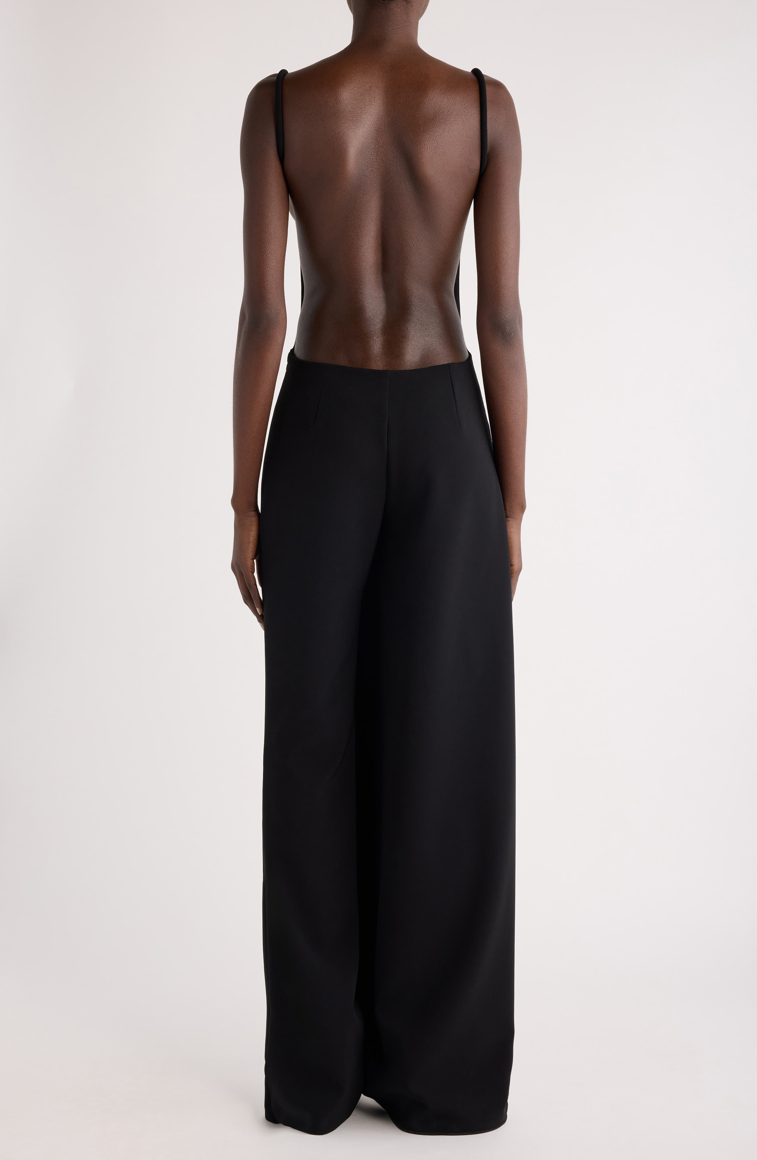 Courrèges Infinity Allover Open Back Crepe Jumpsuit in Black at Nordstrom - 2
