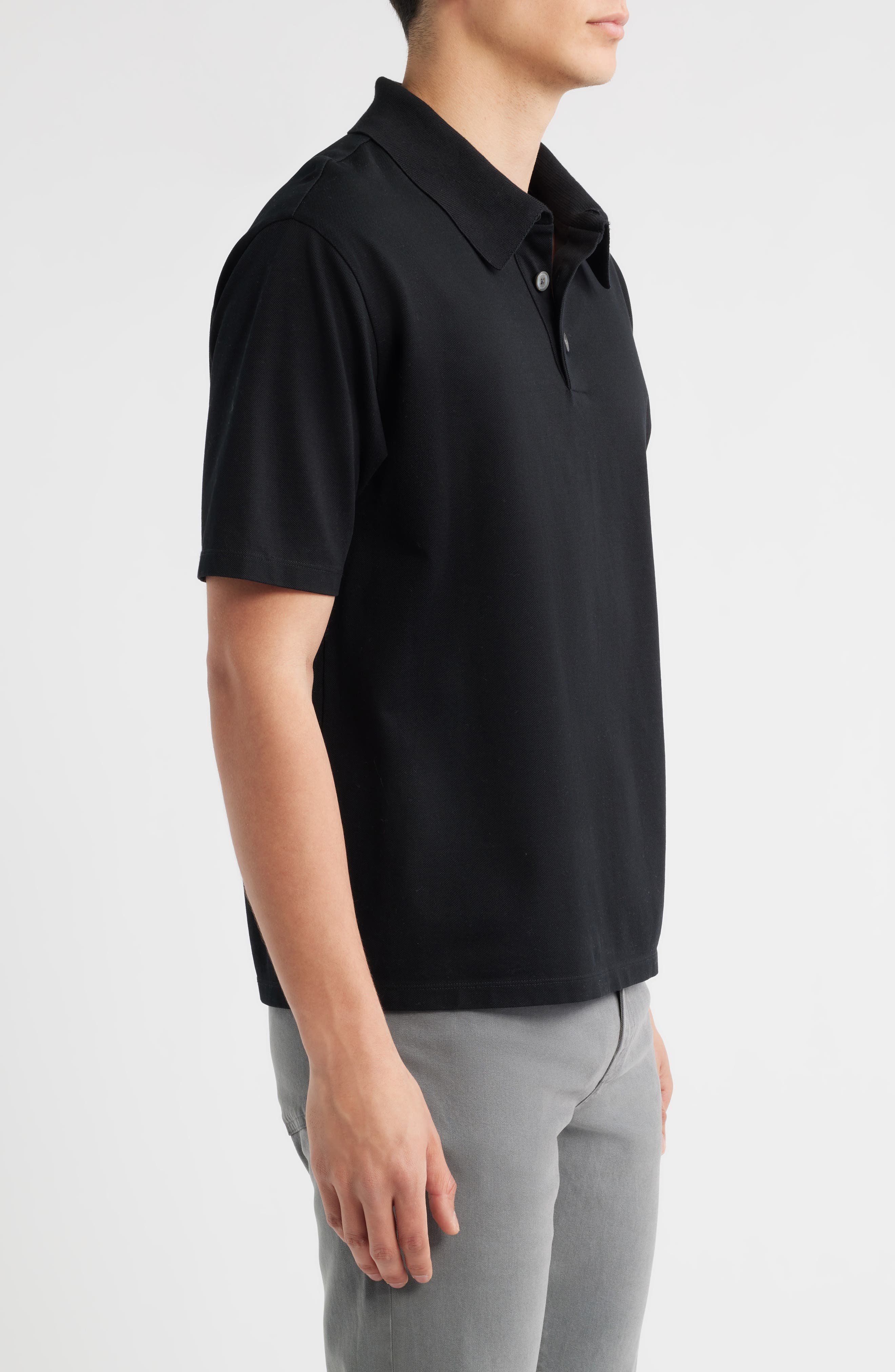 FRAME Silk & Cotton Polo in Black at Nordstrom - 3