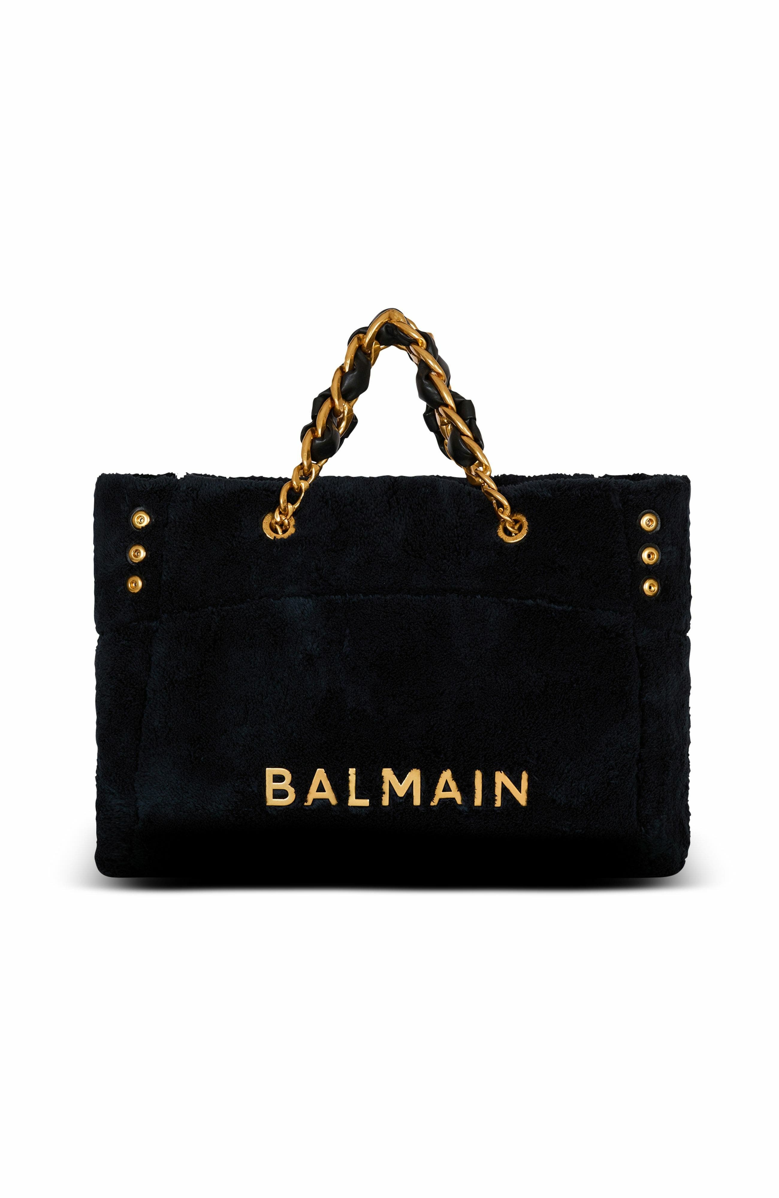 Balmain 1945 Soft terry tote bag in Black at Nordstrom - 1