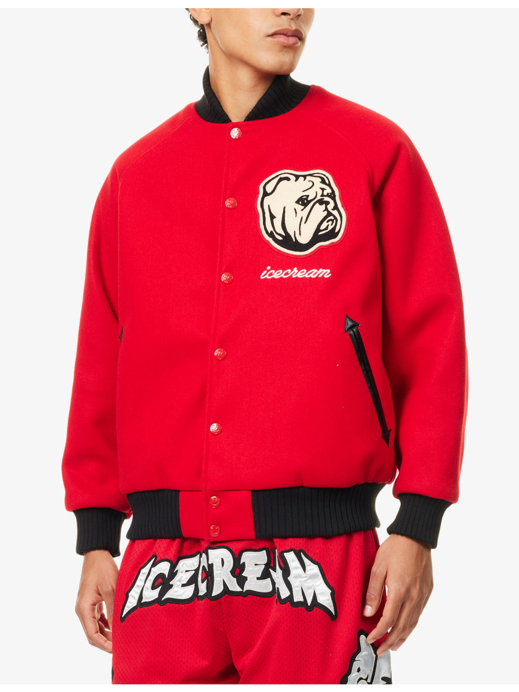Bulldog Applique Brushed-Fleece Varsity Jacket - 3