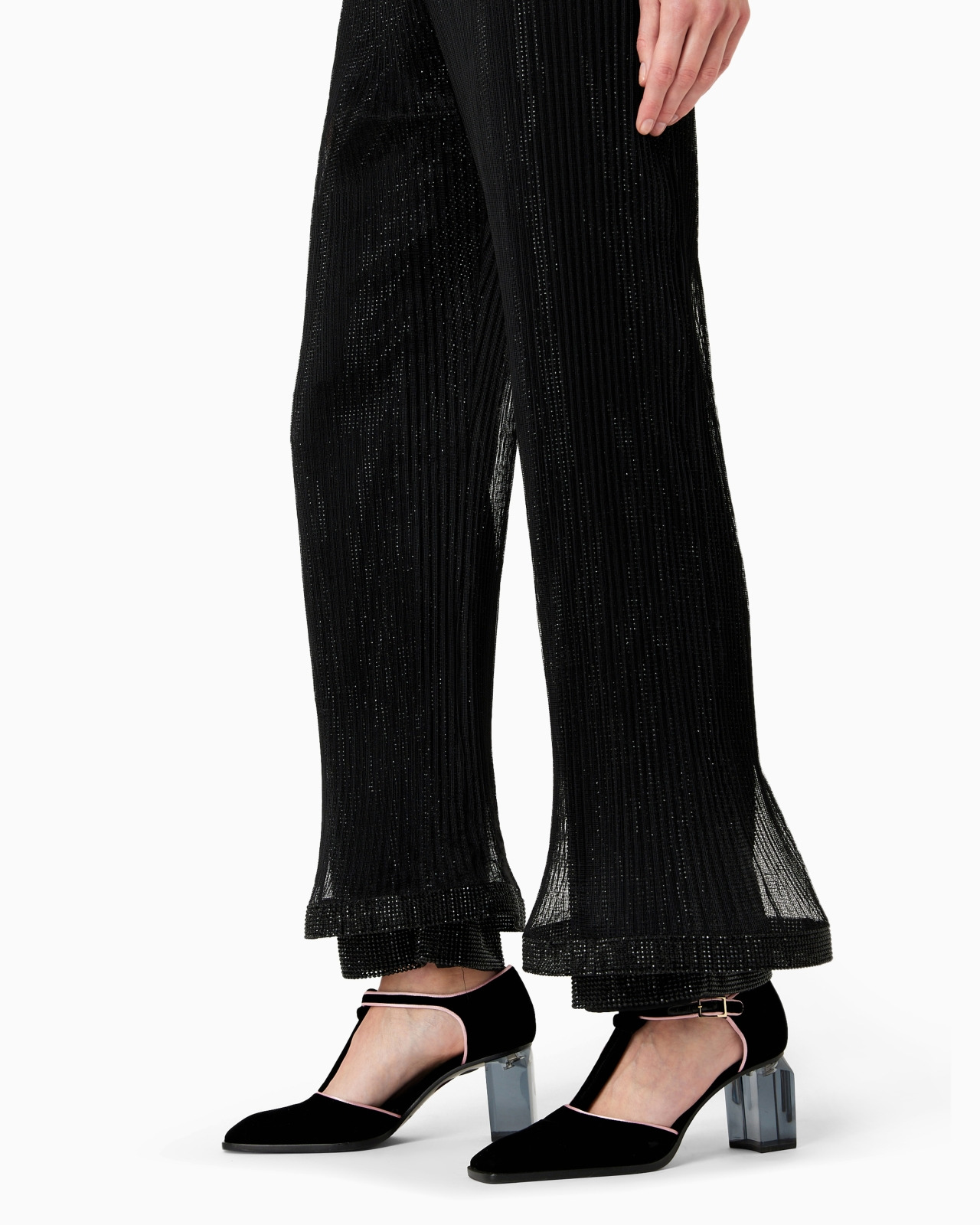 Crystal-embroidered pleated tulle trousers - 6