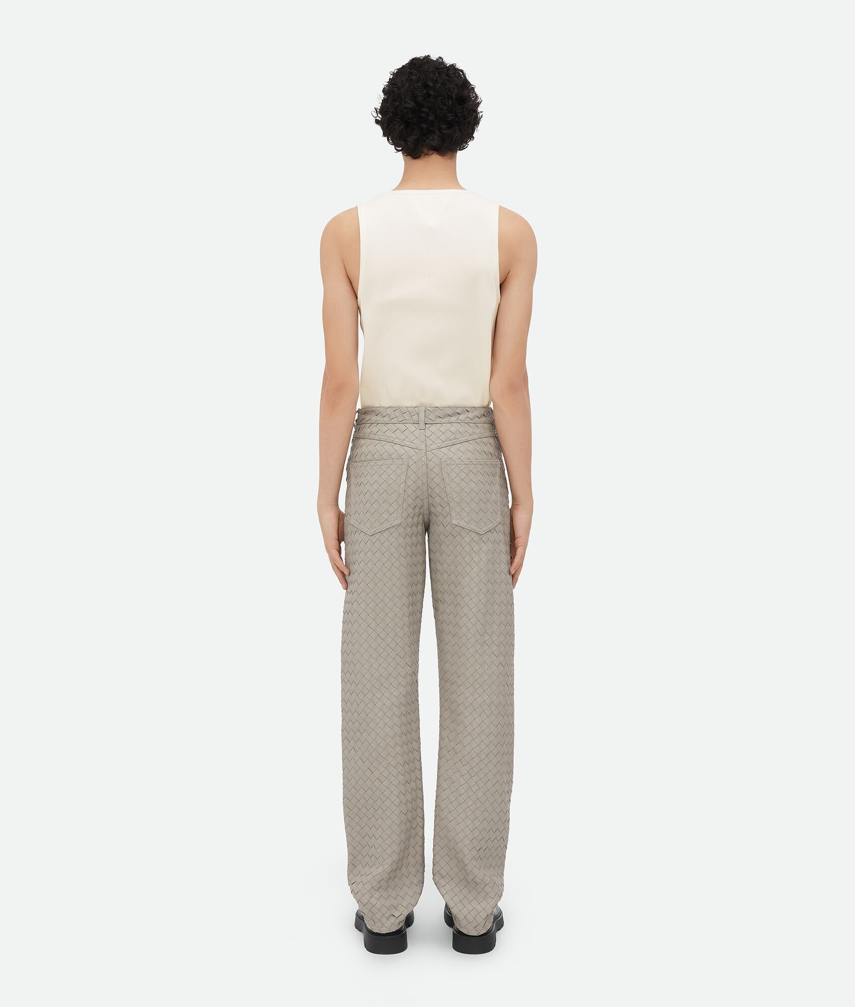 Intrecciato Leather Straight Leg Trousers - 3