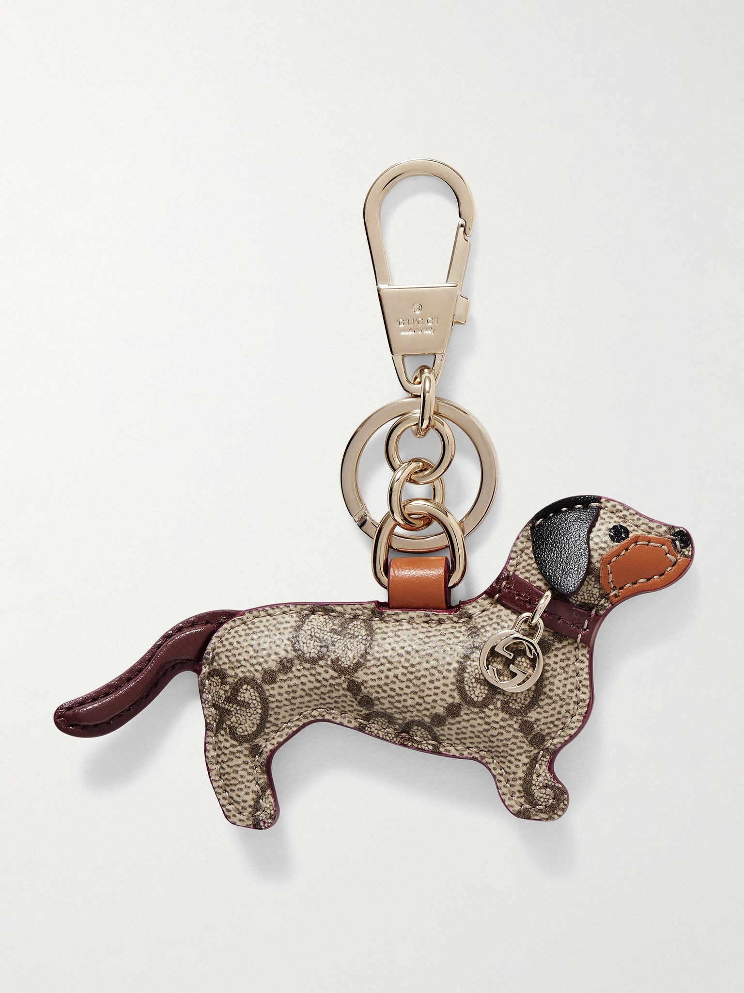 Embellished leather keychain Brown - 1