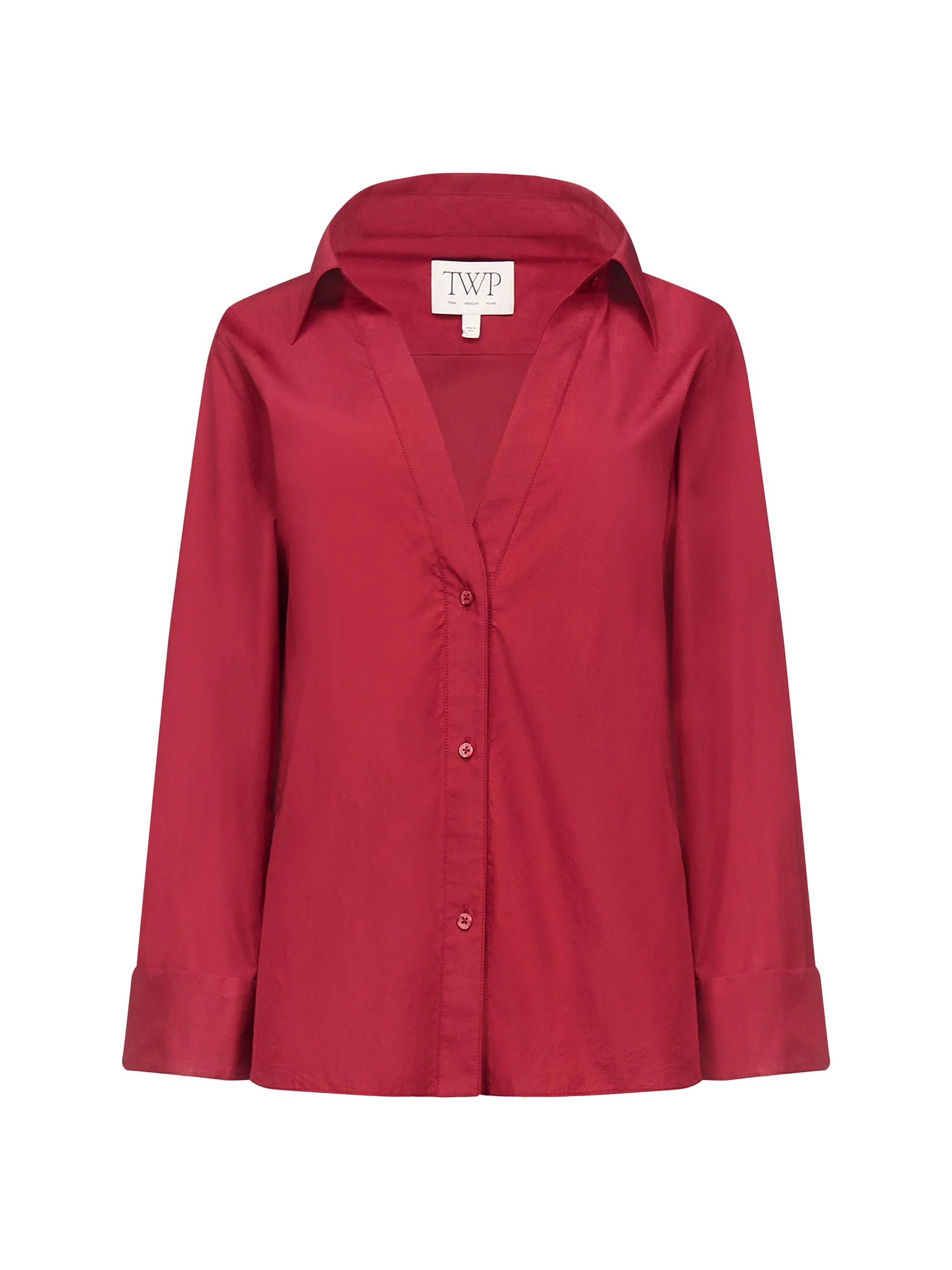 Women's Deep V-Neck Relaxed Shirt - Karanda Red - 1