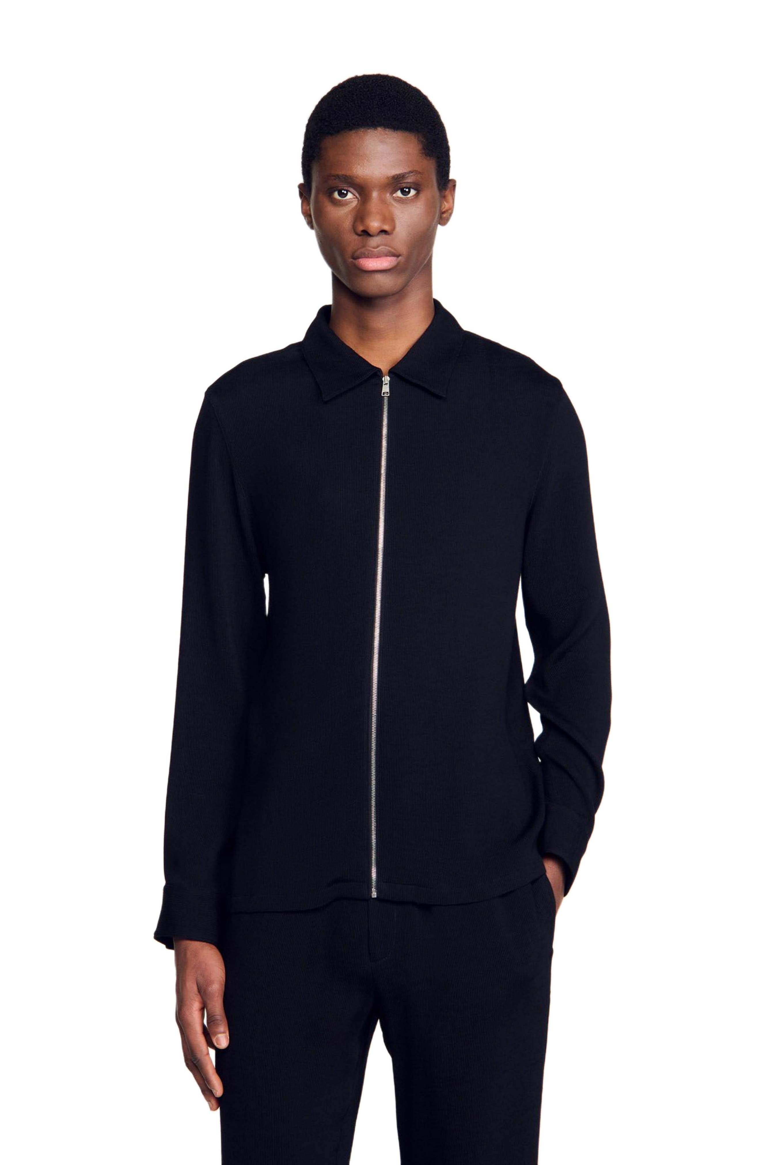 SANDRO Pleated shirt in Black at Nordstrom - 3