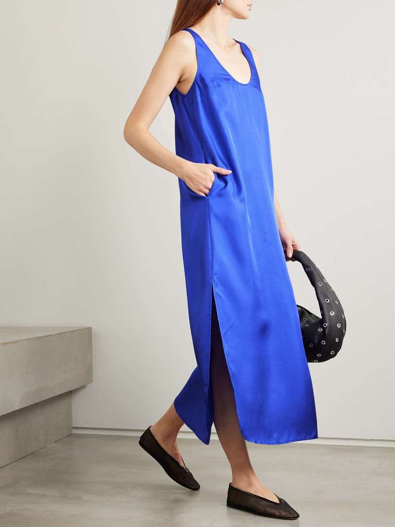 Loulou de Saison Nada silk-twill midi dress Blue outlook