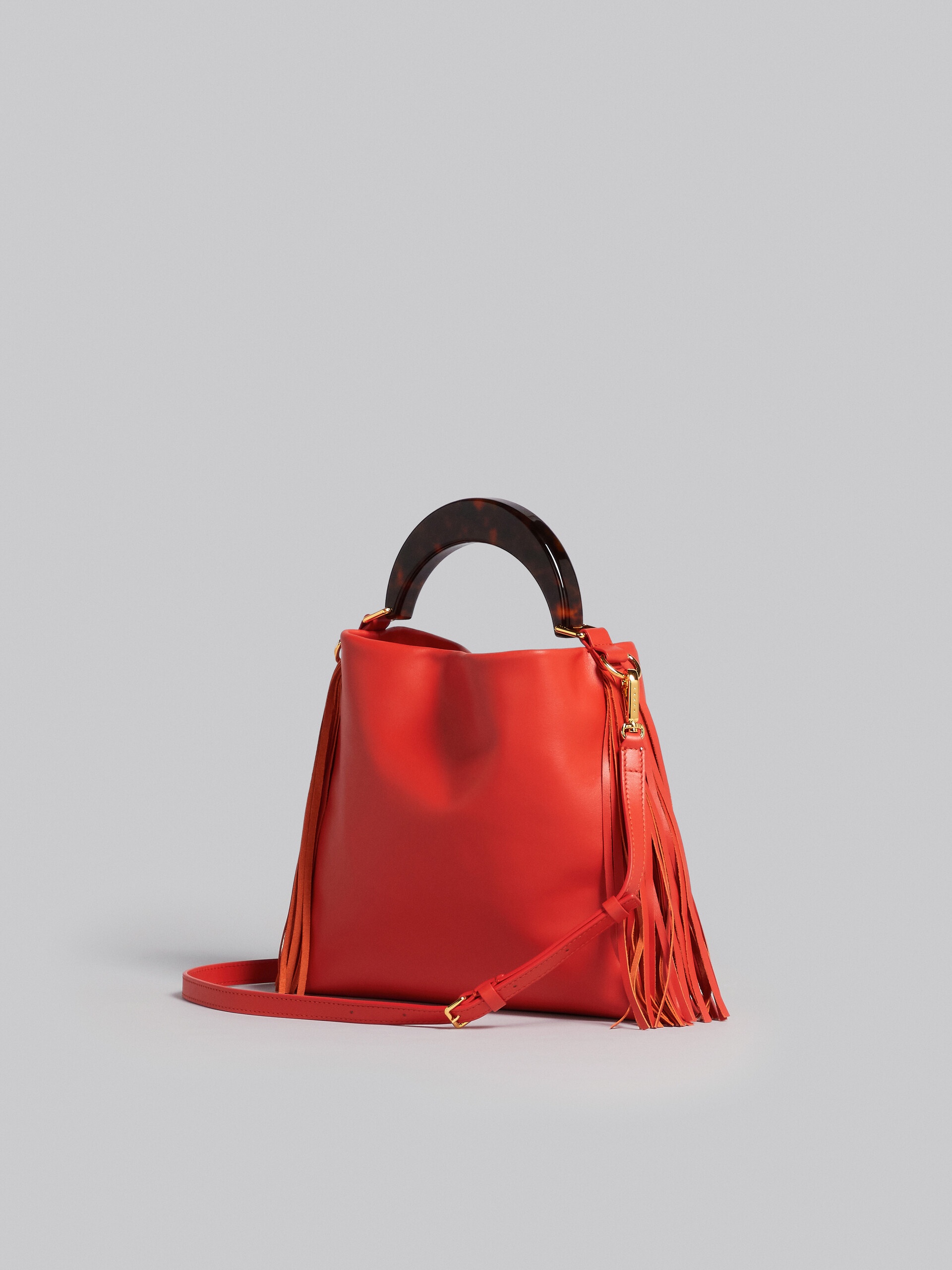 VENICE SMALL BAG IN ORANGE LEATHER WITH FRINGES - 3