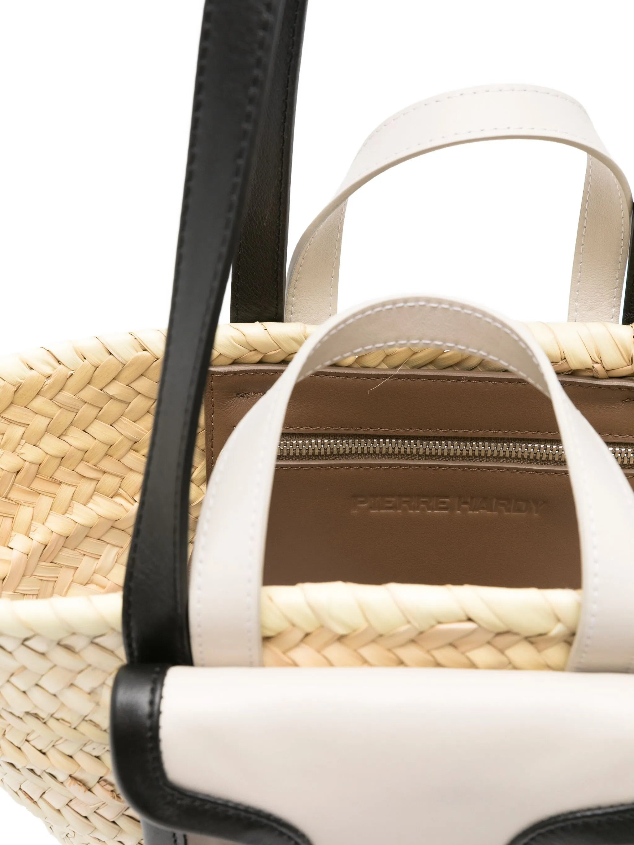 Pierre Hardy Medium Raffia Leather-pocket Tote Bag - 4