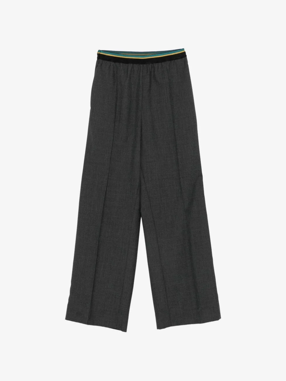 striped-waistband pressed-crease trousers - 1