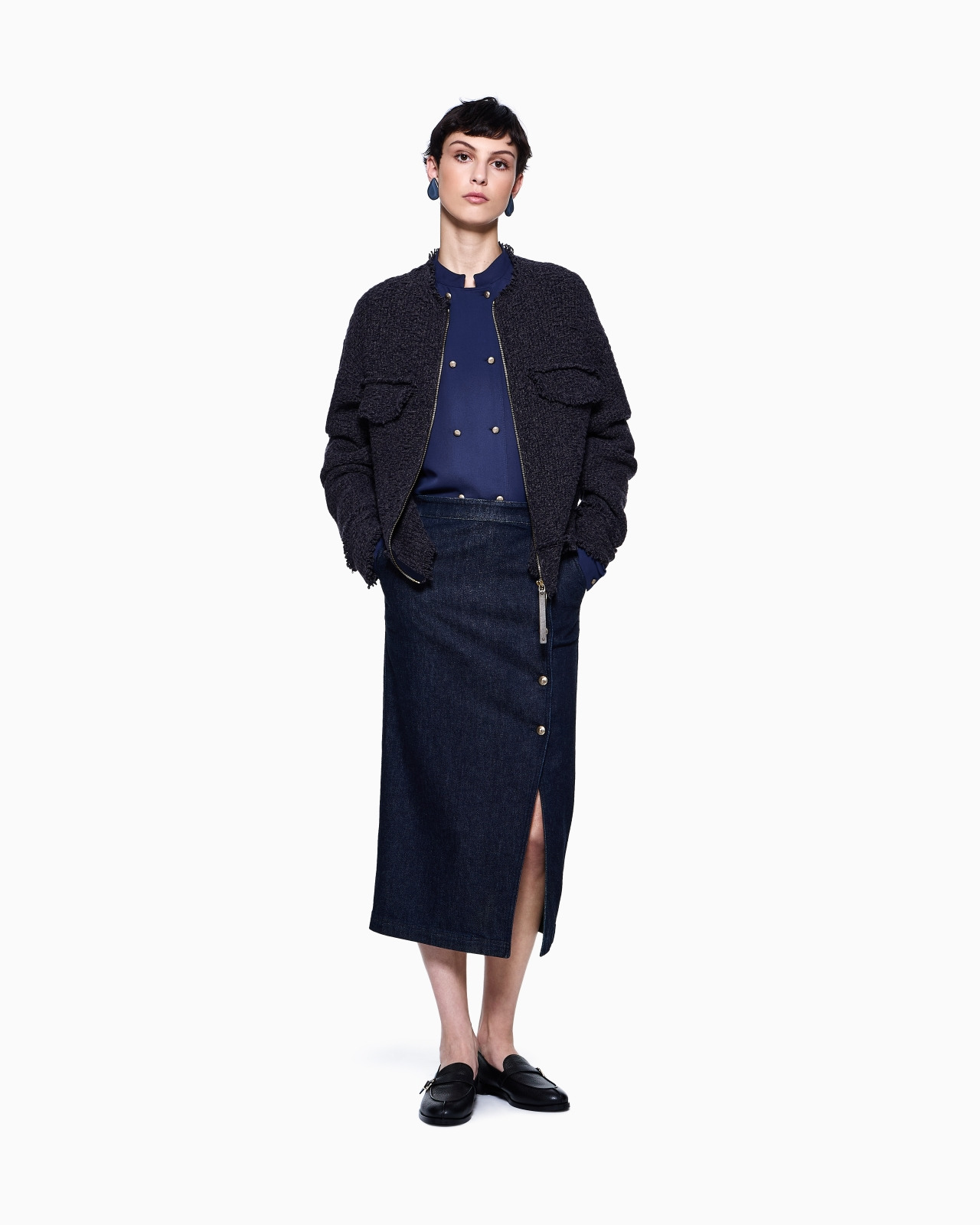 DENIM COLLECTION TRIPLE SILK GEORGETTE SHIRT - 2