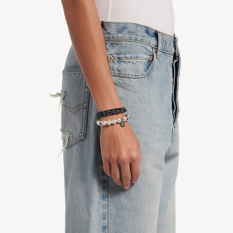 Malibu Pearl Bracelet/choker in Black/white/shiny Silver 5