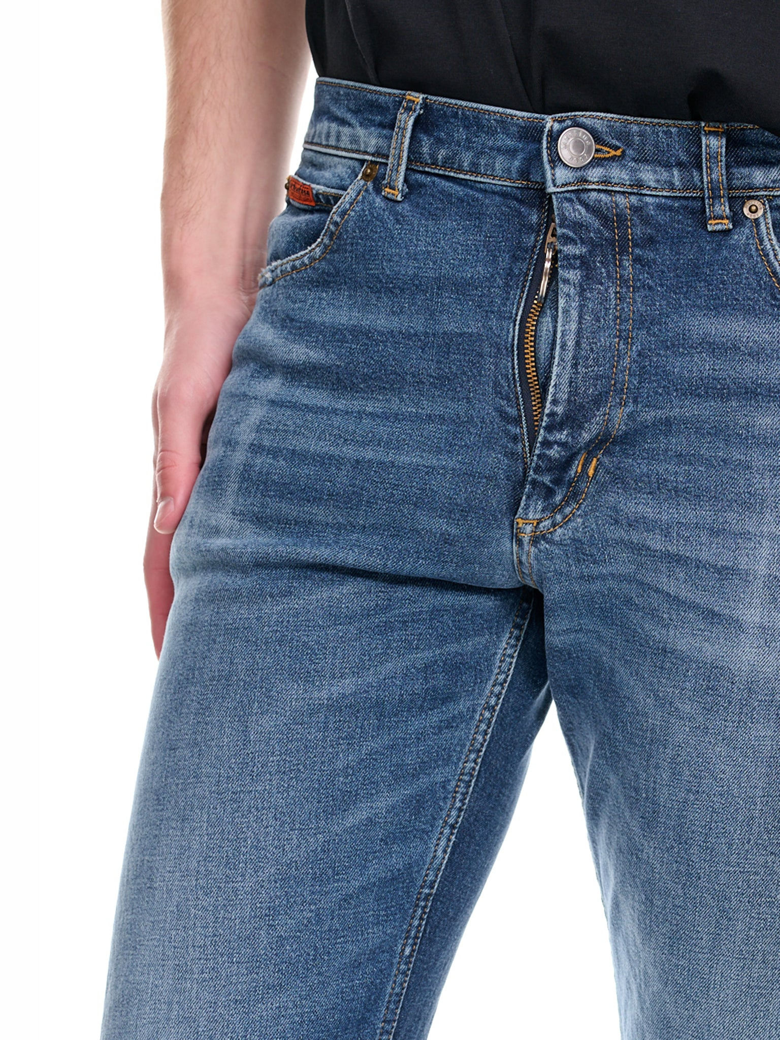 Pulled Stretch Denim Pants - 4