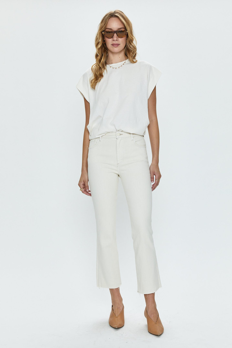 LENNON HIGH RISE CROP BOOT JEAN - SAND STONE 1
