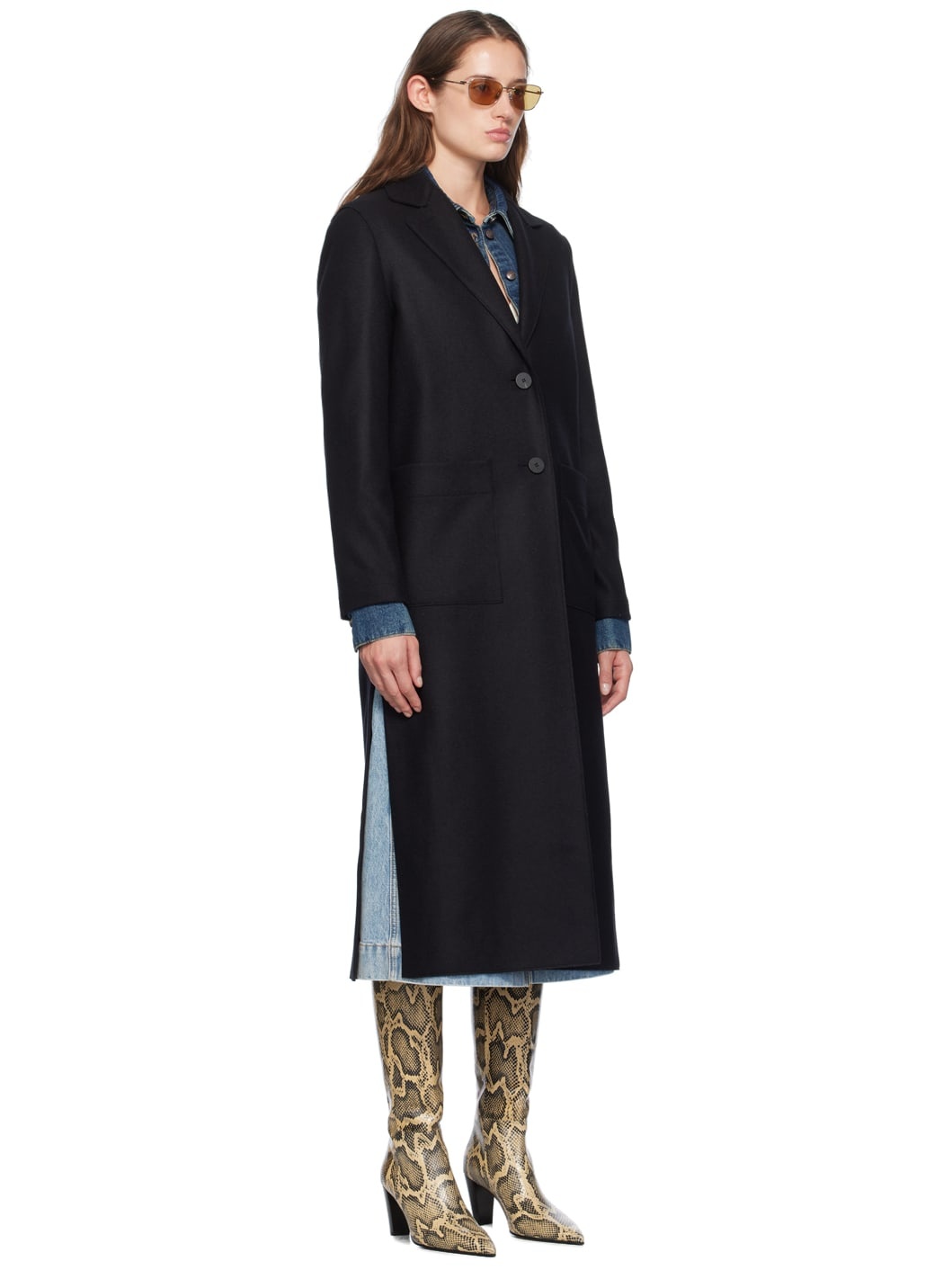 Black Long Boxy Coat - 2