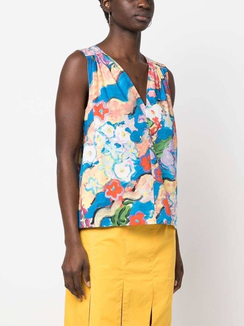 floral-print sleeveless blouse - 3