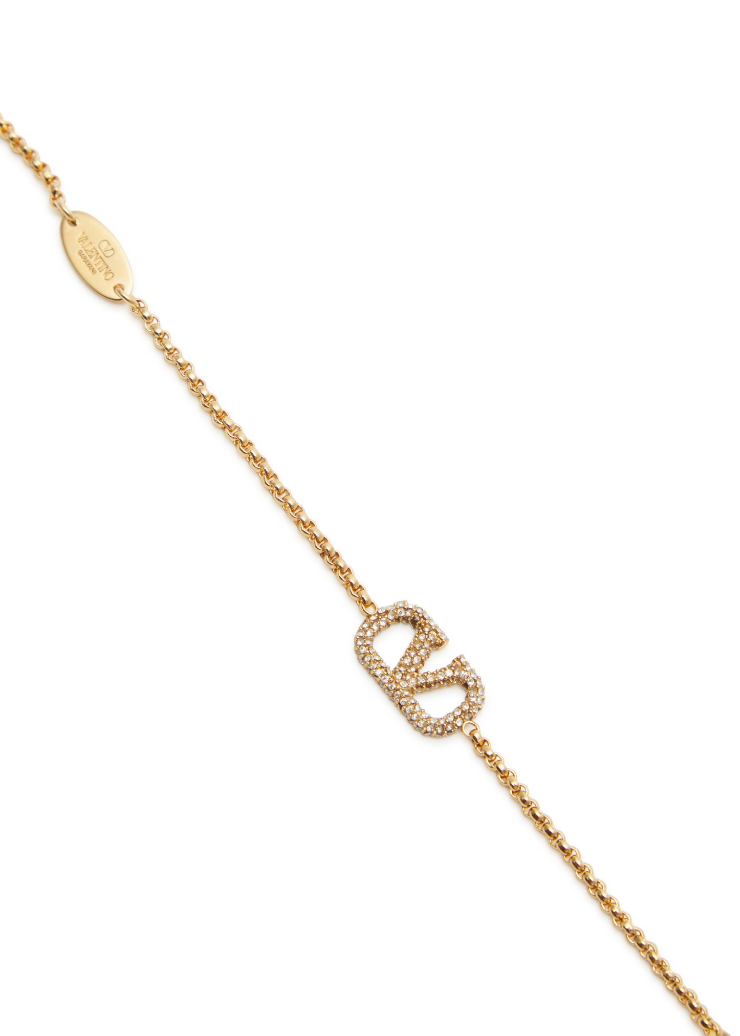 VLogo crystal-embellished chain bracelet - 3