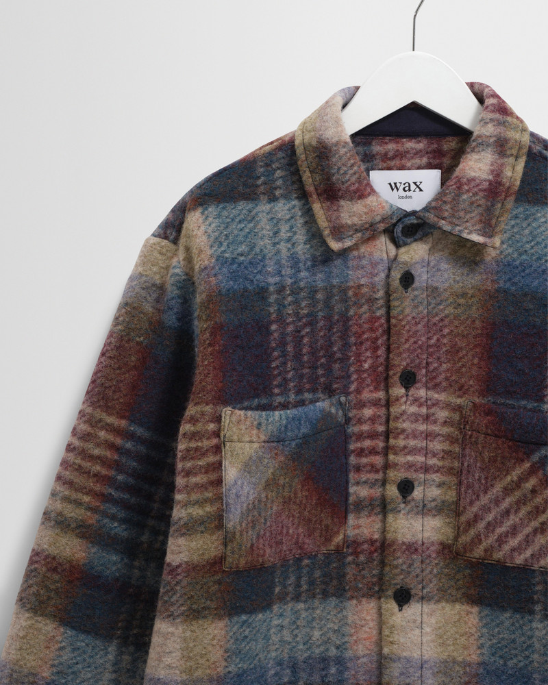 Whiting - Blue And Multicolour Check Wool Overshirt 7