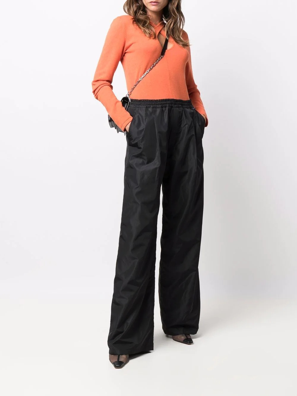 wide-leg elasticated-waist trousers - 3