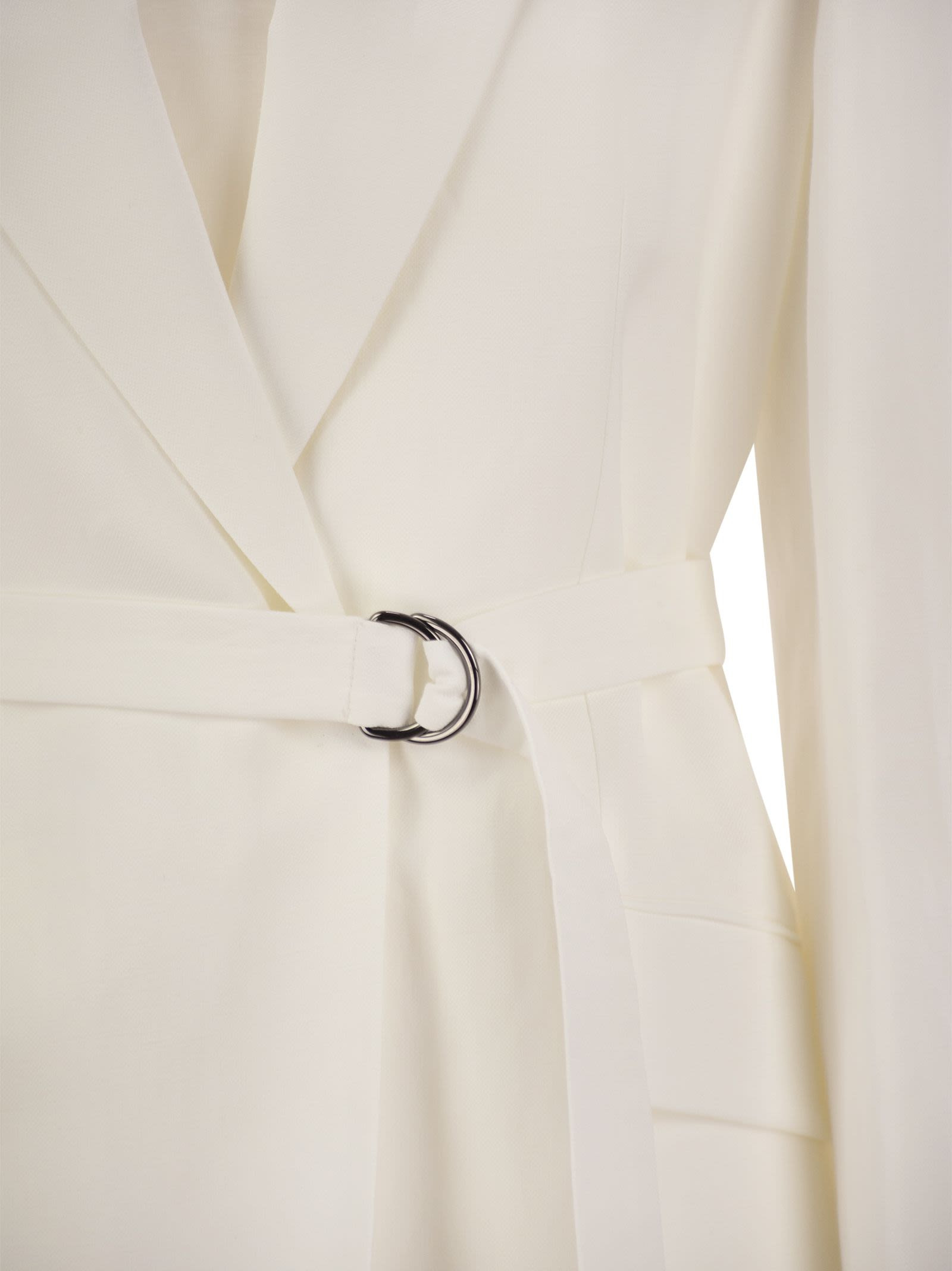 Brunello Cucinelli Women Fluid Viscose And Linen Twill Jacket With Belt And Necklace - 4