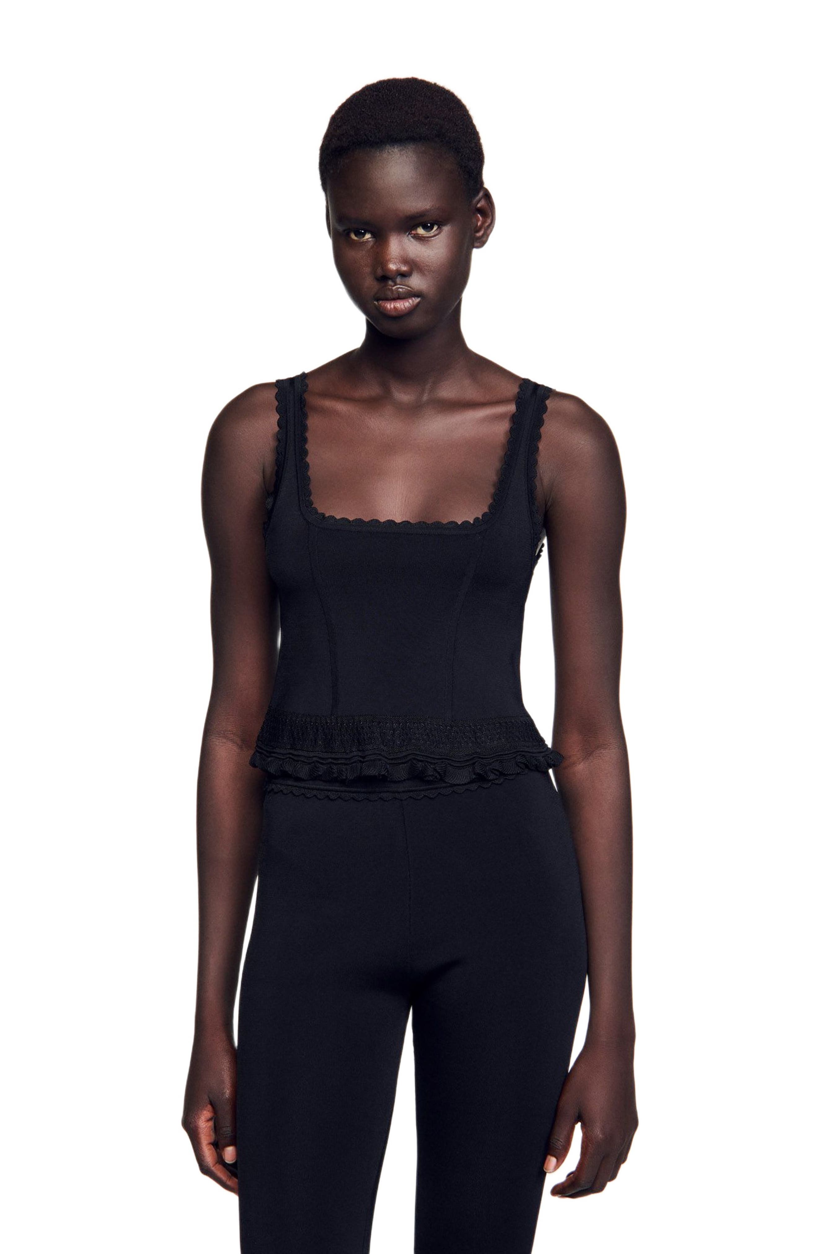 SANDRO Ruffled top in Black at Nordstrom - 3