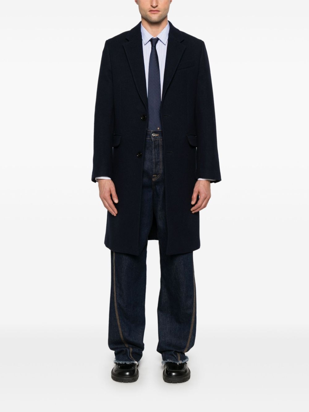 wool single-breasted coat - 2
