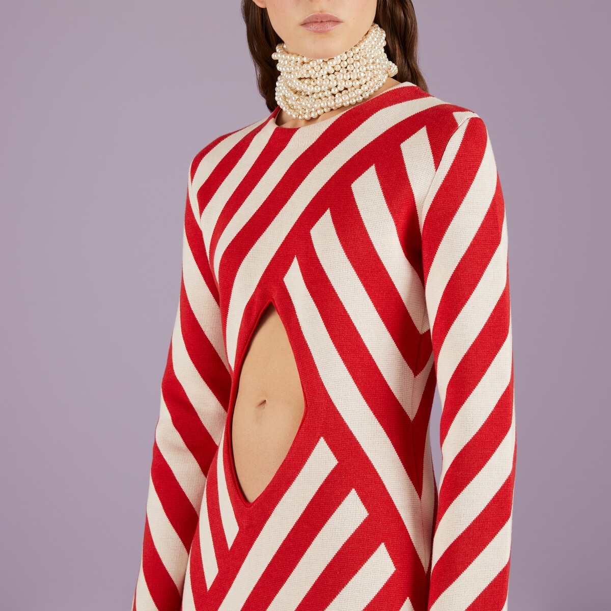 Striped jacquard wool cotton dress - 4