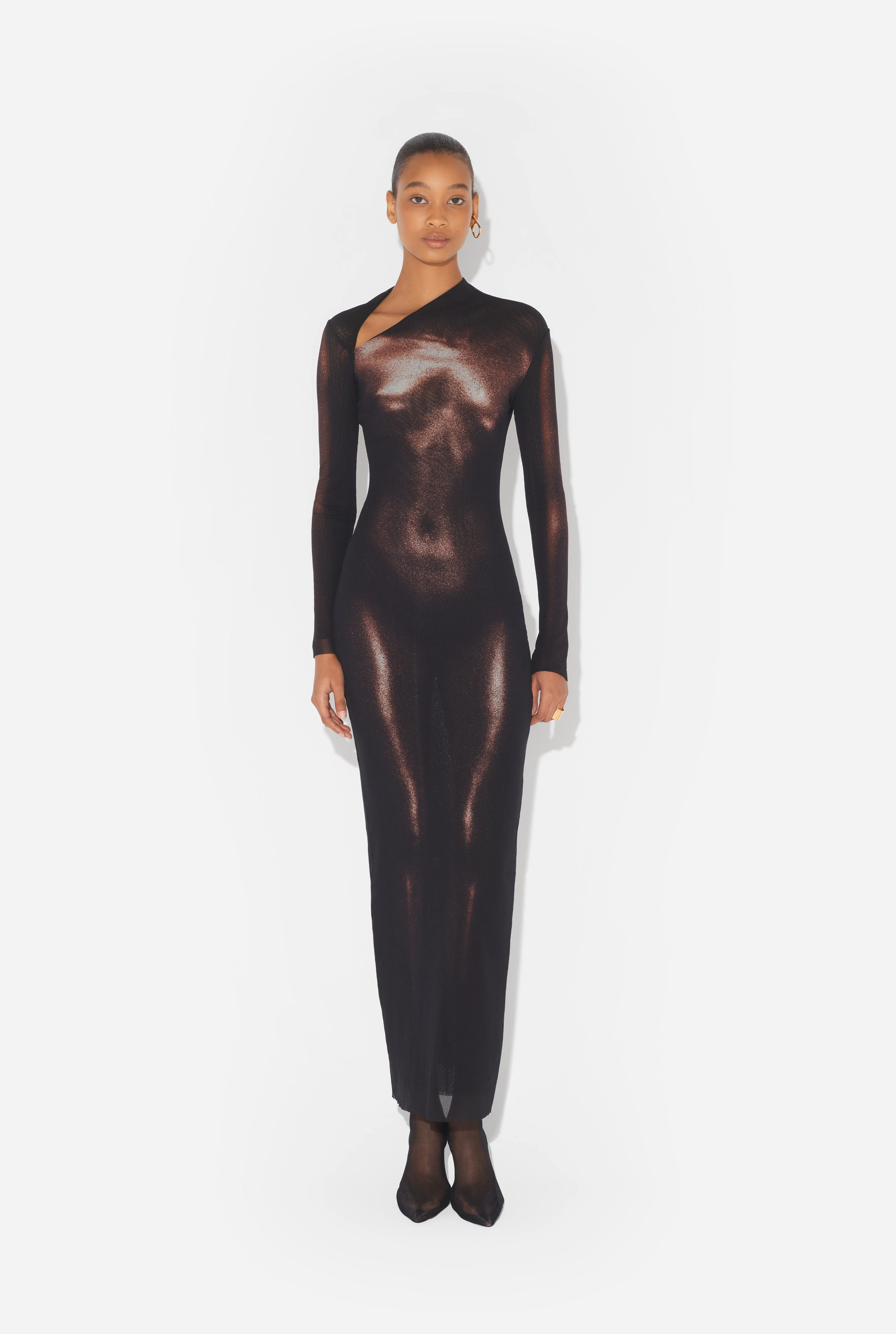 THE LONG BRONZE BODY DUST DRESS - 1