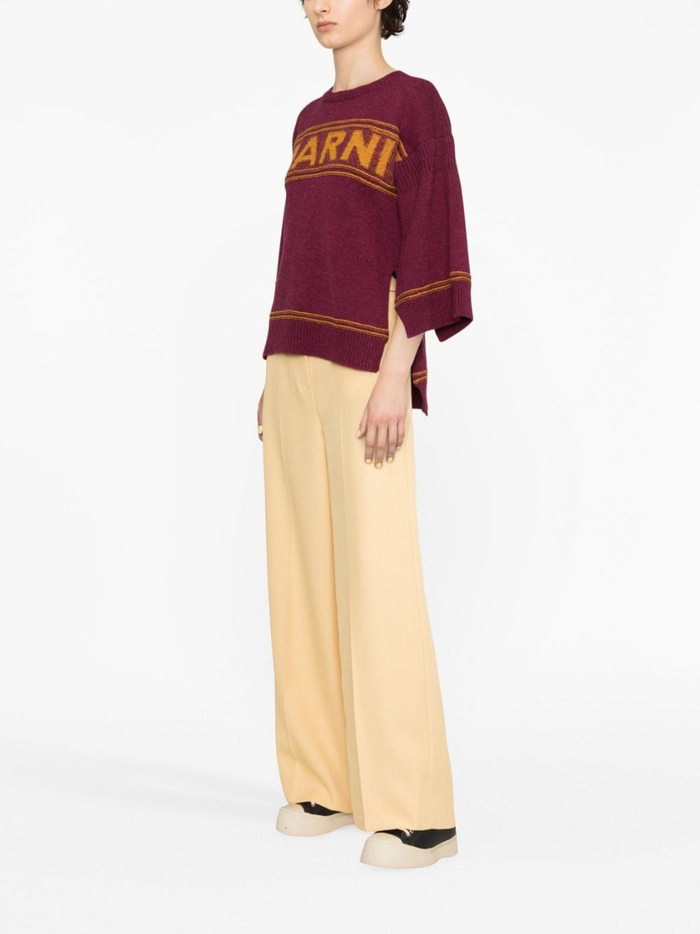 intarsia-logo virgin-wool sweater - 3