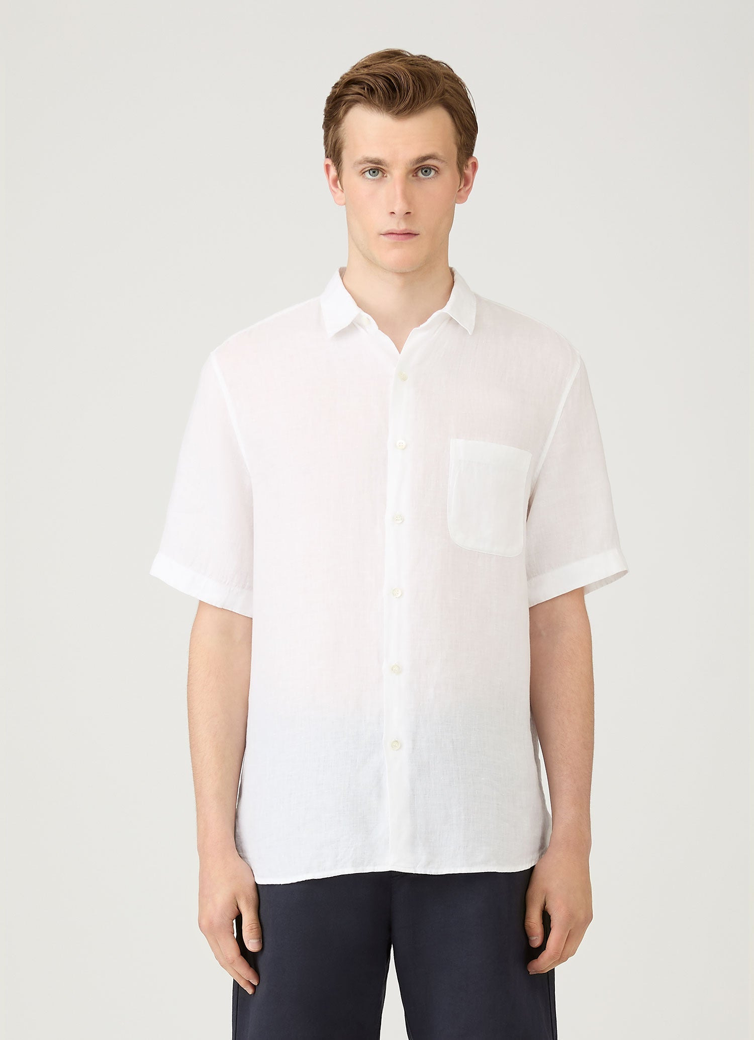 Short Sleeve Linen Shirt - 2