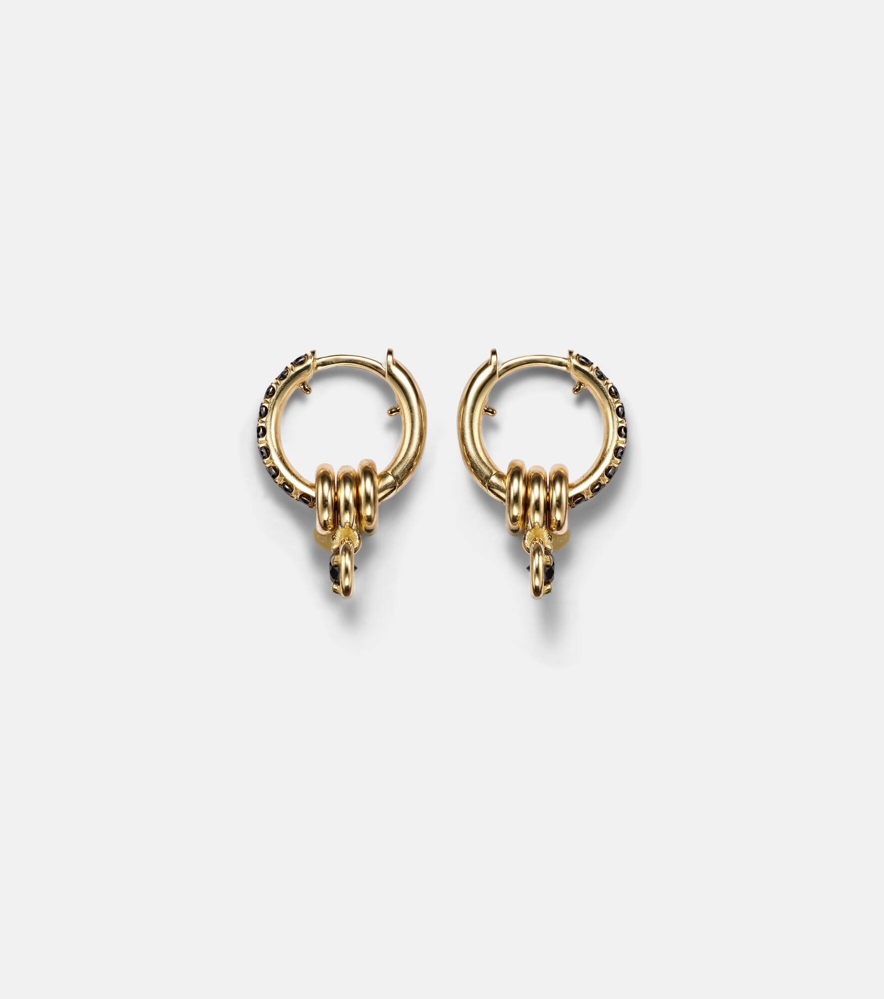 Zahra 18kt gold hoop earrings with black diamonds - 4