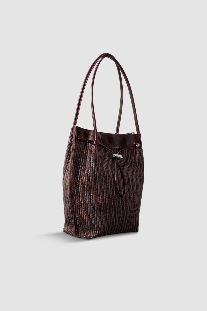 BY FAR Kayla Grape Raffia and Calf Leather Shoulder Bag outlook
