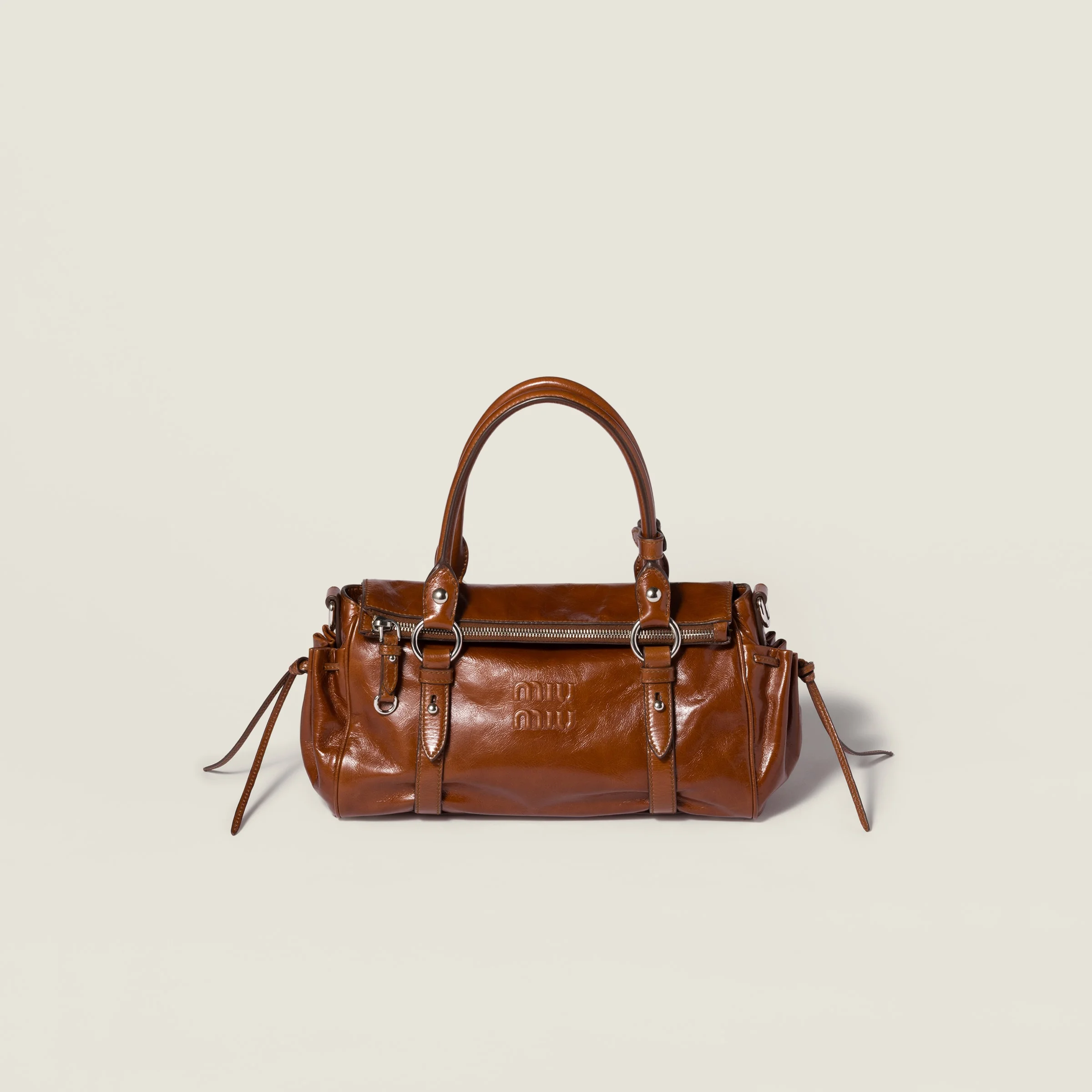 Glossy leather handbag - 1