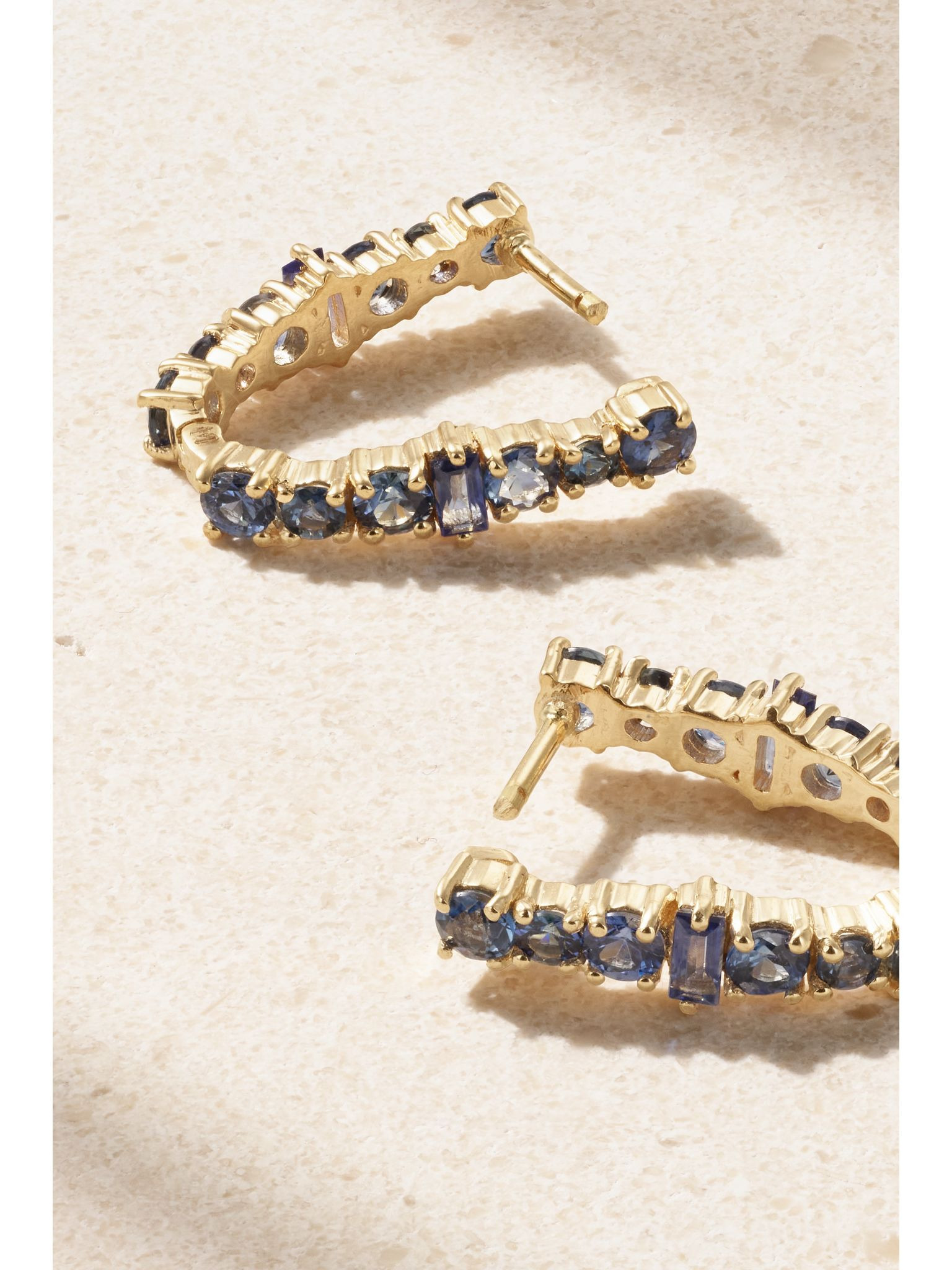Rivulet 18-karat gold sapphire hoop earrings Gold - 3